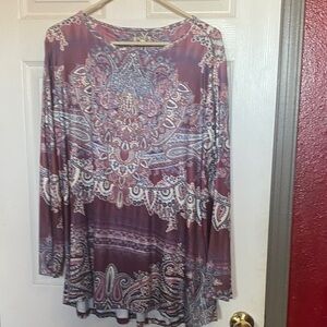 ONE WORLD Women's Paisley Tunic - Purple and White With Matching Jacket
